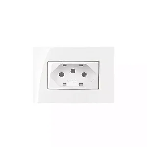 Tomada 2P+T 10A 250V -  Para Movel  - 70X70 -  Branco - Sleek