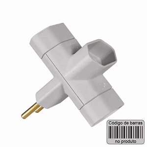 Adaptador 2P -  10 A  -  Benjamim - Cor Cinza