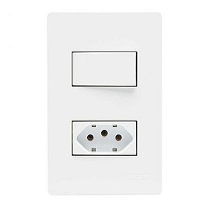 Tomada  2P+T 10A-250V + 01 Interruptor Simples 10A-250V -4X2 - Branco - INFINITI