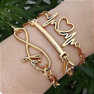 Mix Pulseiras Correntaria Dourada Iluminada-