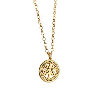 Colar correntaria Fina P com pingente símbolo Árvore da Vida ( família )  folheado em ouro 45 cm