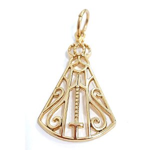 Pingente Nossa Senhora Dourada Vazada folheado em ouro