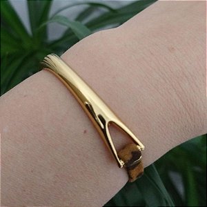 Pulseira Dourada Fina Curvada Tigrada( Edição Limitada)