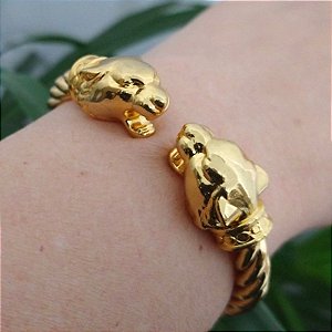 Bracelete Articulado com Detalhe tigre folheado em ouro