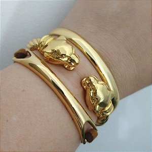 Mix de Pulseiras Douradas (courino Tigrado) Tigre