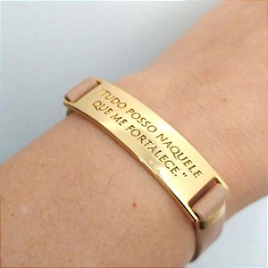 Pulseira Dourada (courino Bege) Tudo Posso