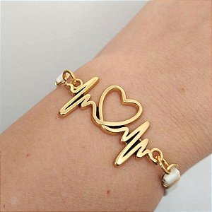 Pulseira Dourada (courino Branco) Pulsação