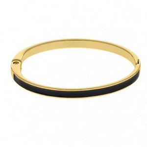 Bracelete Fino Dourada Com Resina Preto (tamanho único)