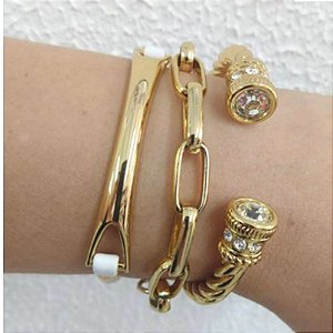 Mix Pulseiras Dourada (courino Branco) Encanto-
