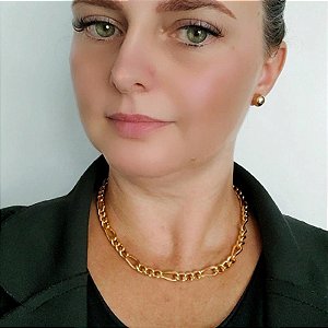 Colar Correntaria Dourada Celina 40 cm folheado em ouro
