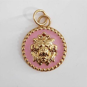 Pingente Dourado (resina Rosa) Leão colors