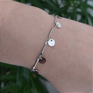 Pulseira com mini moedas penduradas folheado em Ródio (Tamanho único) prateado