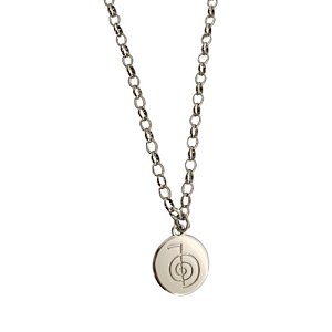 Colar correntaria fina  com pingente Reiki (Cho-Ku-Rei) folheado em ródio ( prateado)