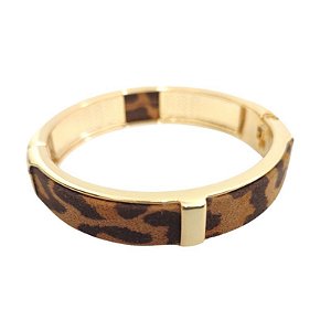 Bracelete Fixo Articulado Courino tigre Folheado em Ouro ( Tamanho único serve até 18cm pulso)