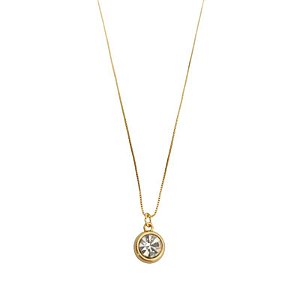 Colar Longo com pingente brilhante folheado em ouro