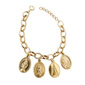 Pulseira Folheada a ouro com medalhas de Nossas senhoras - Abençoada dourada