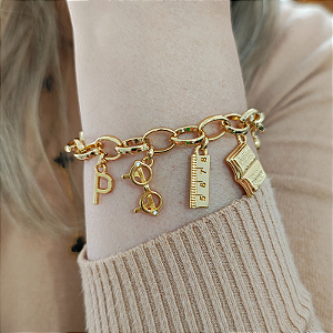 Pulseira Correntaria Professora folheada em ouro