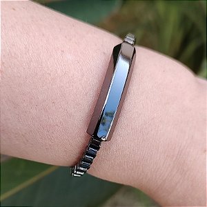 Pulseira Correntaria com cano folheado em Ródio Negro ( cinza) joana