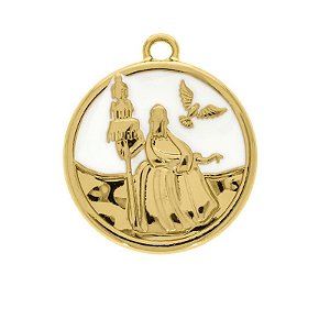 Pingente de Oxalá resina branco( orixás) folheado a ouro
