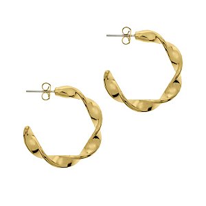 Brinco de Argola Torcido Médio folheado em ouro