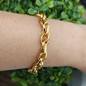 Pulseira Correntaria elos duplos e redondos Antonia folheado em Ouro