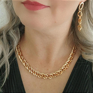 Colar correntaria luxuoso Clarissa  Folheado em ouro