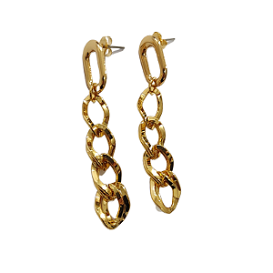 Brincos correntaria luxuoso Clarissa  Folheado em ouro