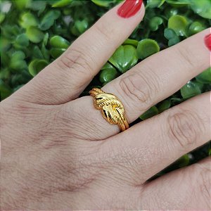 Anel formato nós folheado em ouro (serve 19 )
