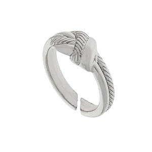 Anel formato nós folheado em ródio (serve 17 )