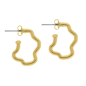 Brinco de argola ondulada folheado em ouro