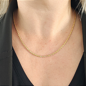 Colar correntaria  fio baiano 4 mm folheado em ouro ( 45 cm)