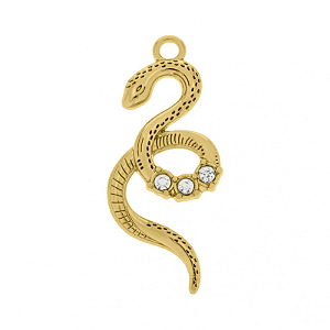 Pingente de cobra com strass folheado em ouro