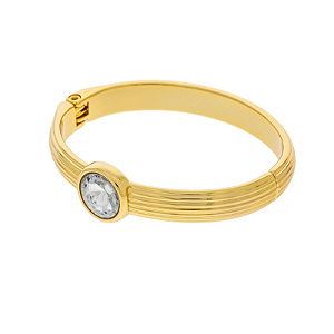 Bracelete com detalhes orgânico riscado + strass redondo bela  Folheado em ouro  (Tamanho único - serve de 16 a 18 cm)