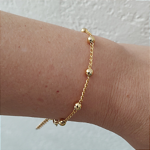 Pulseira correntaria com mini bolinhas folheado em Ouro ( ESFERA)