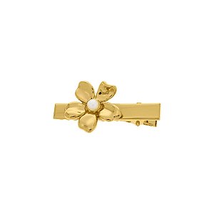 Presilha com Flor com detalhe de pérola lindo pérola folheado em ouro