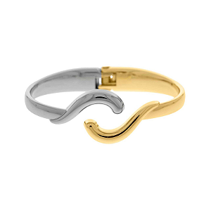 Bracelete Articulado com detalhe orgânico e dois banhos folheado em ouro e ródio ( serve até pulso 19 cm)