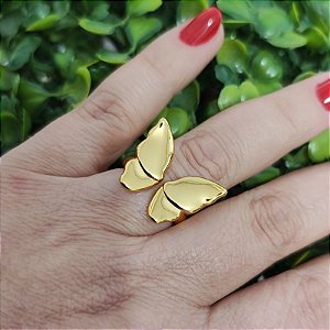 Anel formato borboleta folheado em ouro (Dedo 19)