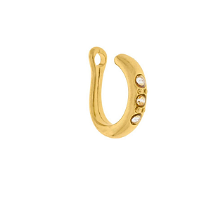 Piercing Com detalhes de strass folheado em ouro