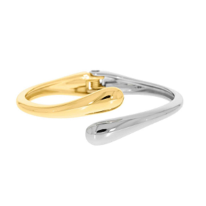Bracelete articulado com detalhes de gotas dois banhos folheado em ouro e ródio  ( serve até pulso 18 cm)