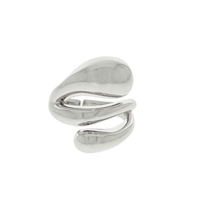 Anel com detalhes de gotas folheado em ródio  (Dedo 20)