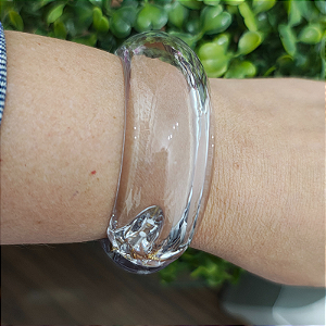 Bracelete Articulado com Resina transparente  – Folheado a Ouro (Tamanho Único 15 a 17 cm)