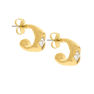 Argola com detalhes strass Folheado a Ouro
