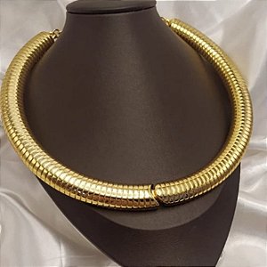 Colar Maxi  articulado estilo lacraia folheado em ouro (Edição Limitada)