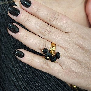 Anel aliança com detalhes de bolinhas de cristal folheado em ouro ( tamanhos 18 ou 20)