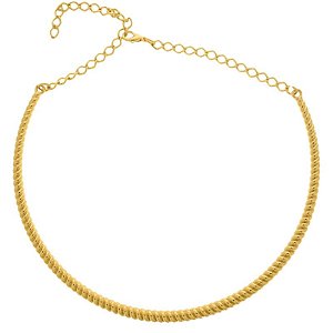 Colar aro fixo Torcido folheado em ouro 38 cm