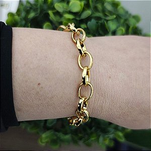 Pulseira Correntaria elo Portugueses irís GG Folheada em Ouro