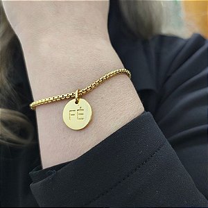 Pulseira Correntaria veneziana pp com pingente fé dourada - folheado em ouro ( P, M ou G)