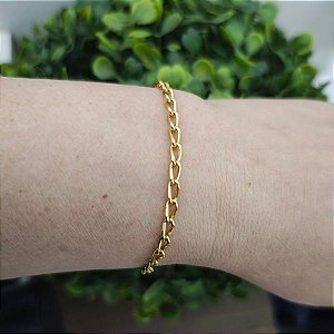 Pulseira Correntaria grumed aberta P dourada - folheado em ouro ( P, M ou G)