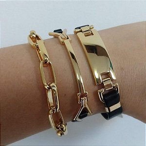 Mix Pulseiras Douradas Luz e Poder  Folheado em ouro