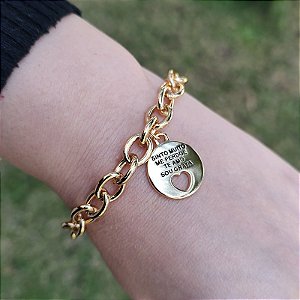 Pulseira correntaria com pingente Hoponopono folheado em ouro